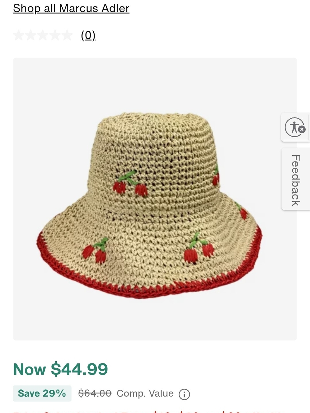 Women's Beige Crochet Cherry Bucket Hat with Red Trim